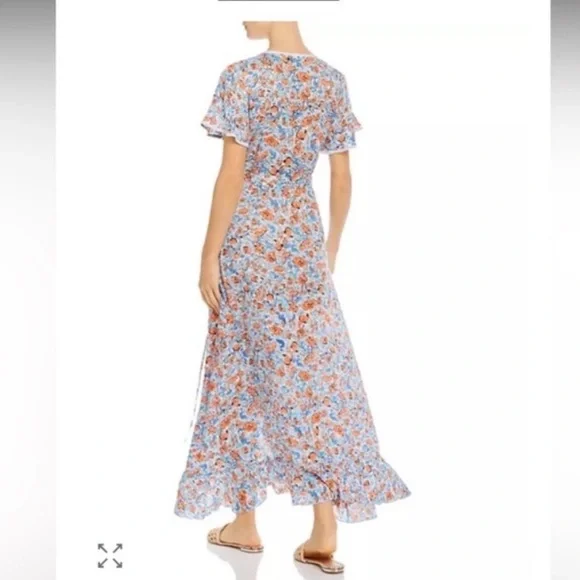 Poupette St Barth Floral Joe Maxi  Dress in Blue and Orange - Picture 2 of 6